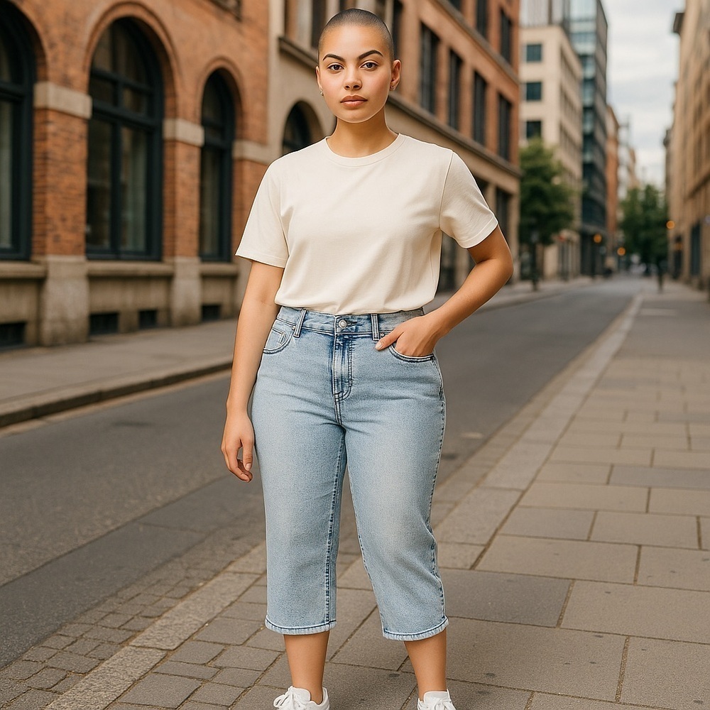 ❄️ Cato | Plus Size Cropped Acid Wash Jeans Various Sizes Available.